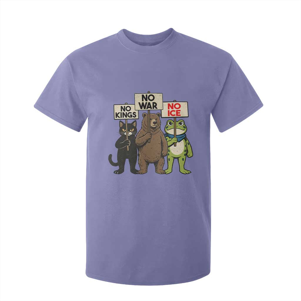 Funny Animal Protest T Shirt For Kid No Kings No Wars No Ice TS12 Violet Print Your Wear