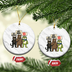 Funny Animal Protest Ceramic Ornament No Kings No Wars No Ice TS12 1pc White Marble Print Your Wear