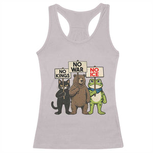 Funny Animal Protest Racerback Tank Top No Kings No Wars No Ice TS12 Ice Gray Print Your Wear