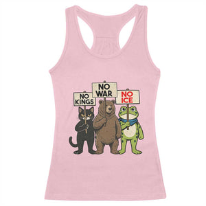 Funny Animal Protest Racerback Tank Top No Kings No Wars No Ice TS12 Light Pink Print Your Wear