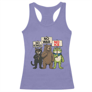Funny Animal Protest Racerback Tank Top No Kings No Wars No Ice TS12 Violet Print Your Wear