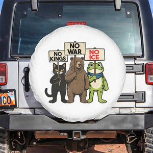 Funny Animal Protest Spare Tire Cover No Kings No Wars No Ice TS12 No hole White Print Your Wear