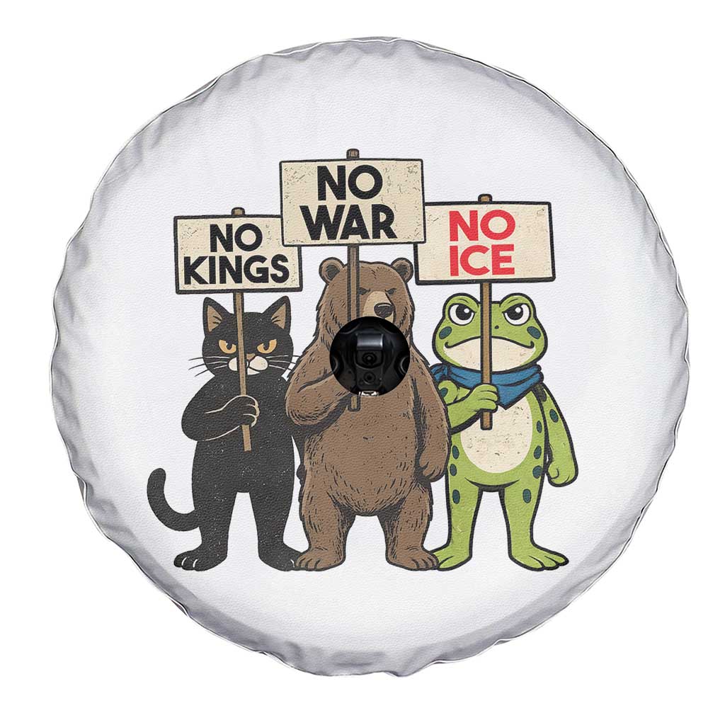 Funny Animal Protest Spare Tire Cover No Kings No Wars No Ice TS12 Print Your Wear