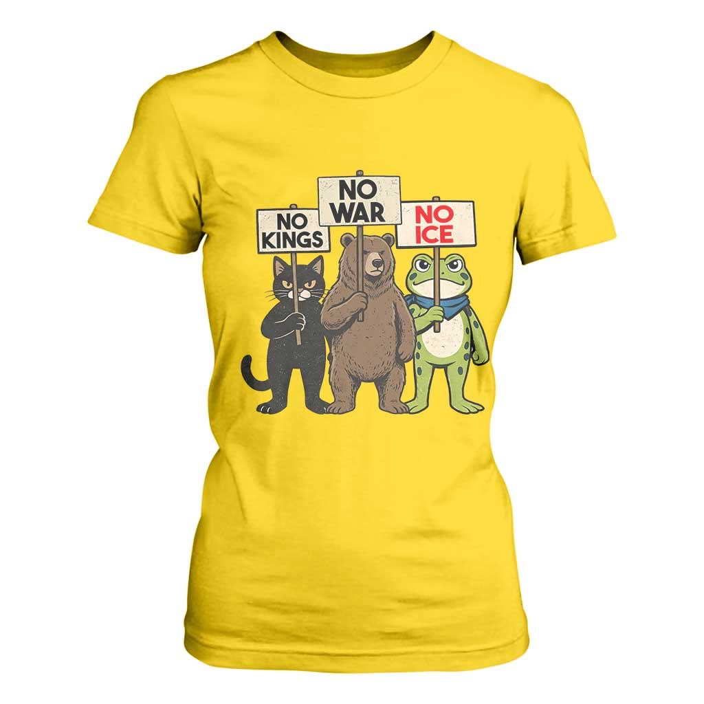Funny Animal Protest T Shirt For Women No Kings No Wars No Ice TS12 Daisy Print Your Wear