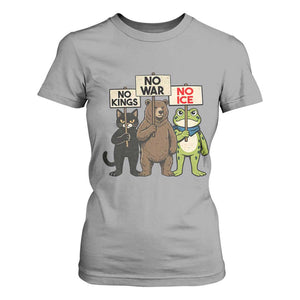 Funny Animal Protest T Shirt For Women No Kings No Wars No Ice TS12 Sport Gray Print Your Wear