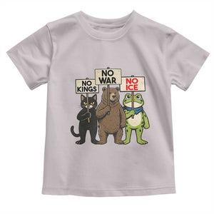 Funny Animal Protest Toddler T Shirt No Kings No Wars No Ice TS12 Ice Gray Print Your Wear