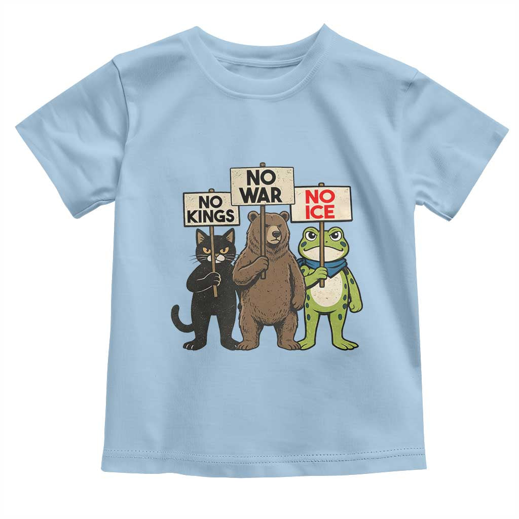 Funny Animal Protest Toddler T Shirt No Kings No Wars No Ice TS12 Light Blue Print Your Wear