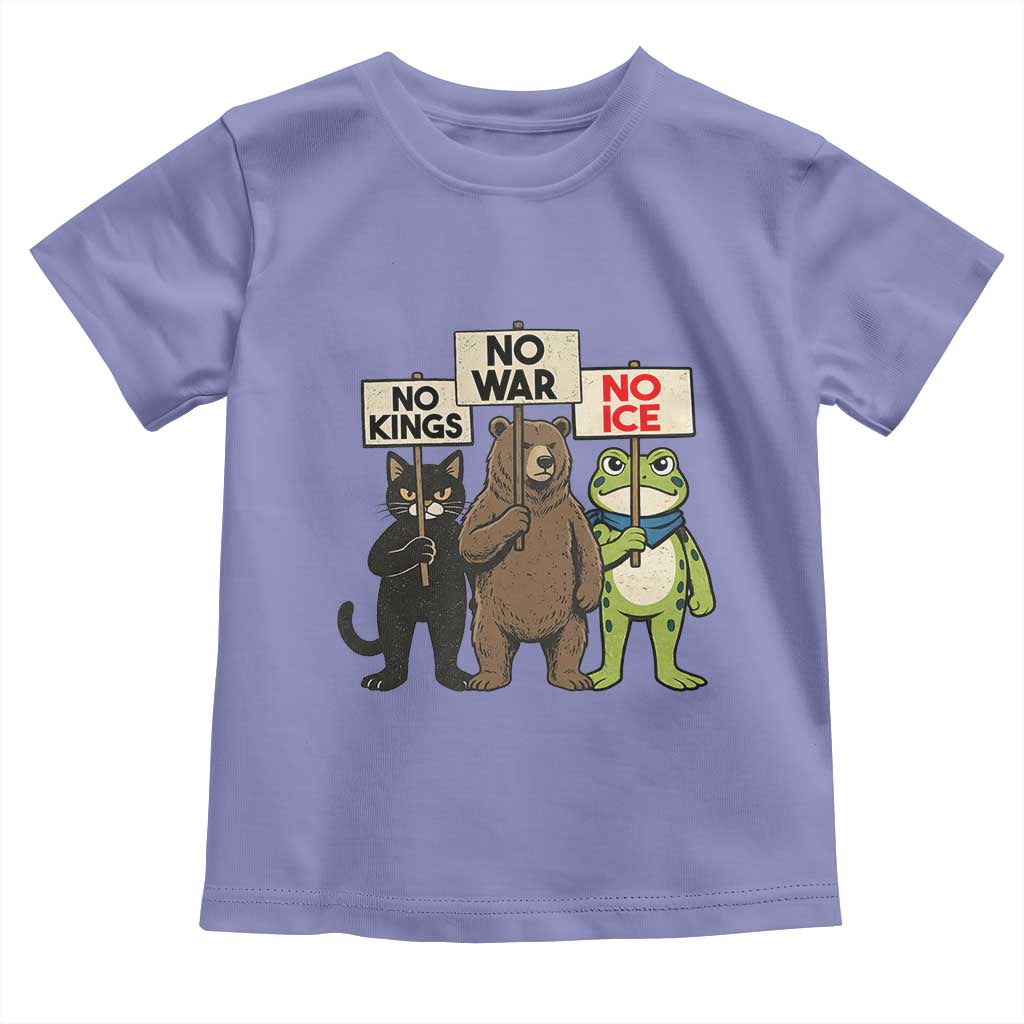 Funny Animal Protest Toddler T Shirt No Kings No Wars No Ice TS12 Violet Print Your Wear