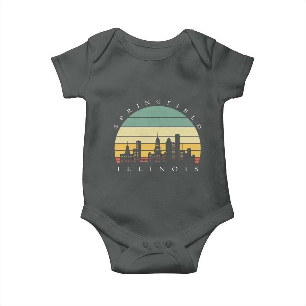 Vintage Springfield Illinois Pride Baby Onesie Scenic Cityscape Gift TS12 Dark Heather Print Your Wear