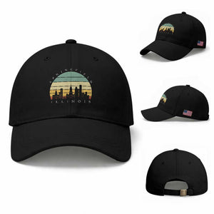 Vintage Springfield Illinois Pride Baseball Cap Scenic Cityscape Gift TS12 Baseball Cap Universal Fit Black Print Your Wear