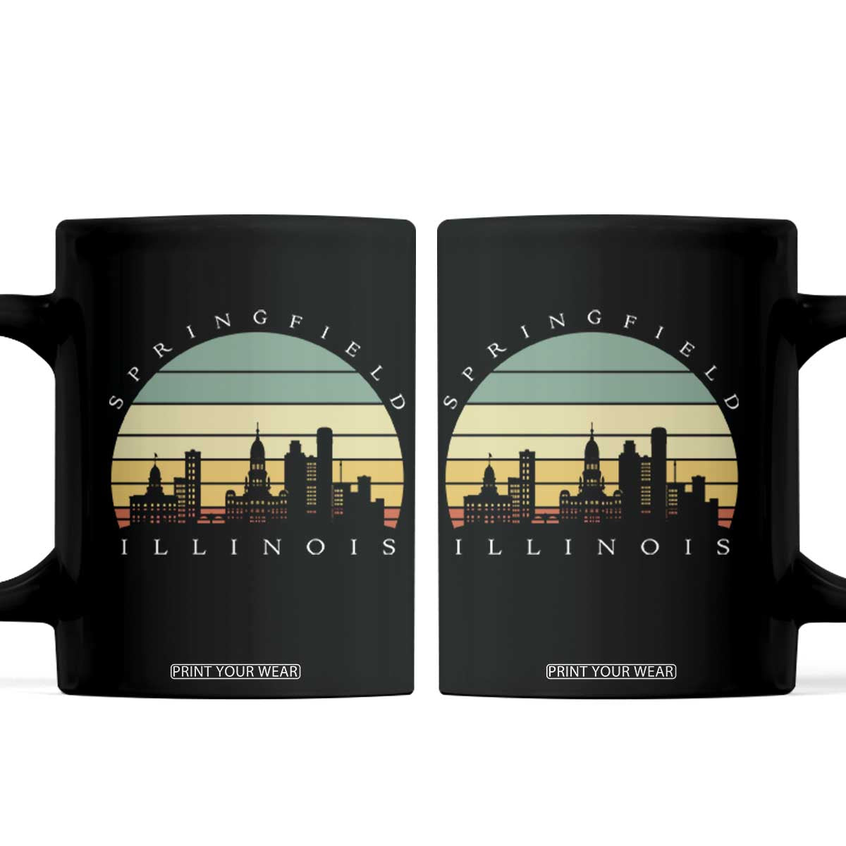 Vintage Springfield Illinois Pride Coffee Mug Scenic Cityscape Gift TS12 Black Print Your Wear