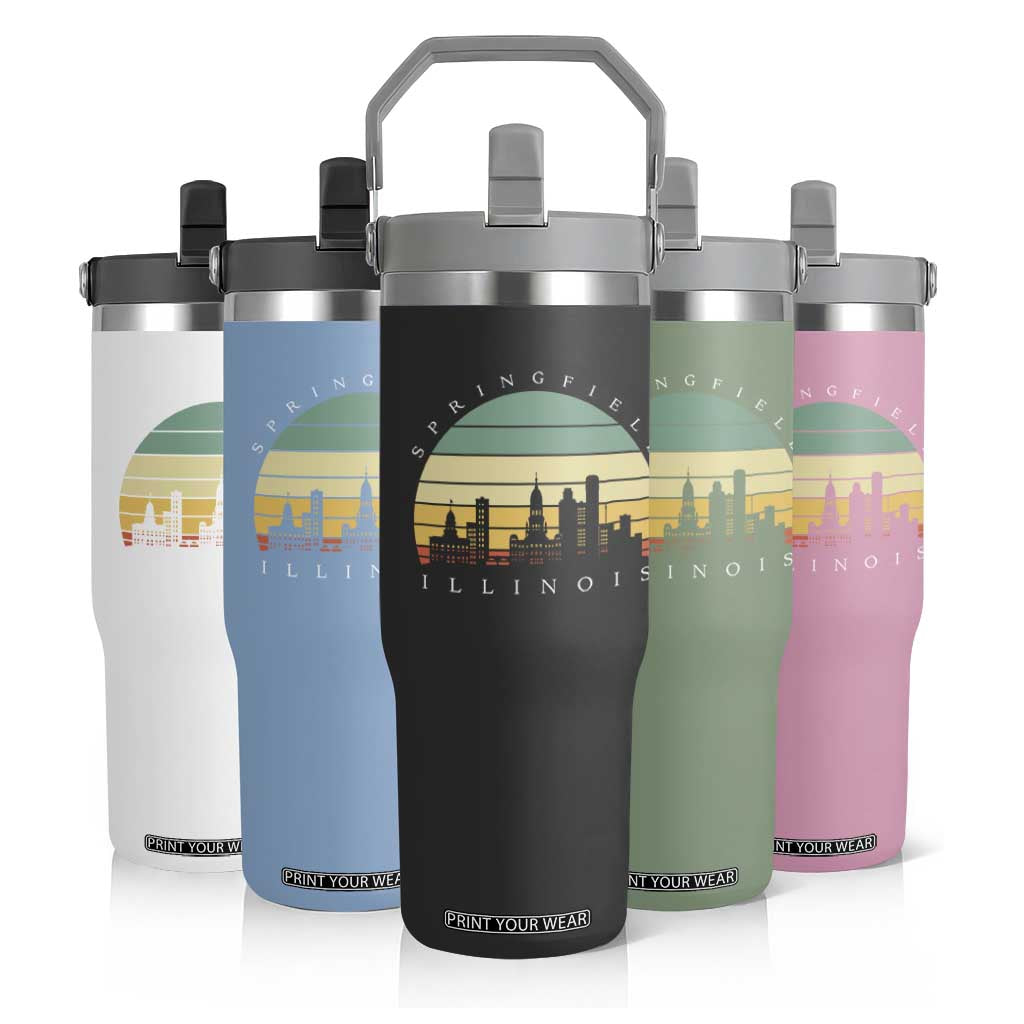 Vintage Springfield Illinois Pride Flip Straw Tumbler Scenic Cityscape Gift TS12 Print Your Wear