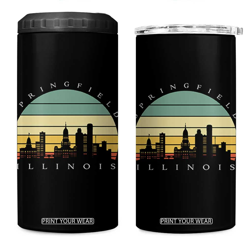 Vintage Springfield Illinois Pride 4 in 1 Can Cooler Tumbler Scenic Cityscape Gift TS12 One Size: 16 oz Black Print Your Wear