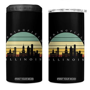 Vintage Springfield Illinois Pride 4 in 1 Can Cooler Tumbler Scenic Cityscape Gift TS12 One Size: 16 oz Black Print Your Wear