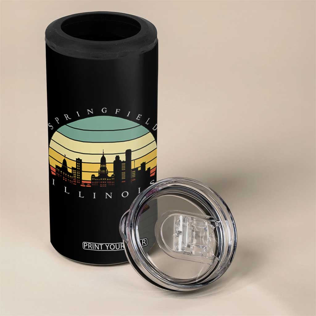 Vintage Springfield Illinois Pride 4 in 1 Can Cooler Tumbler Scenic Cityscape Gift TS12 Print Your Wear