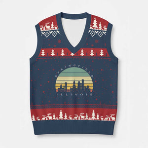 Vintage Springfield Illinois Pride V-Neck Knit Sweater Vest Scenic Cityscape Gift TS12 Navy Red Print Your Wear