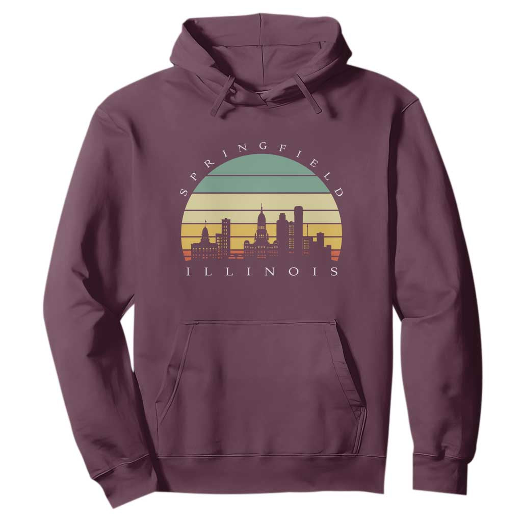 Vintage Springfield Illinois Pride Hoodie Scenic Cityscape Gift TS12 Maroon Print Your Wear