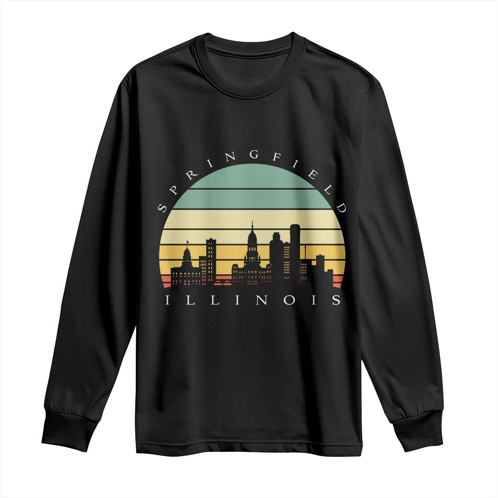 Vintage Springfield Illinois Pride Long Sleeve Shirt Scenic Cityscape Gift TS12 Black Print Your Wear