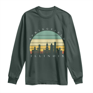 Vintage Springfield Illinois Pride Long Sleeve Shirt Scenic Cityscape Gift TS12 Dark Forest Green Print Your Wear