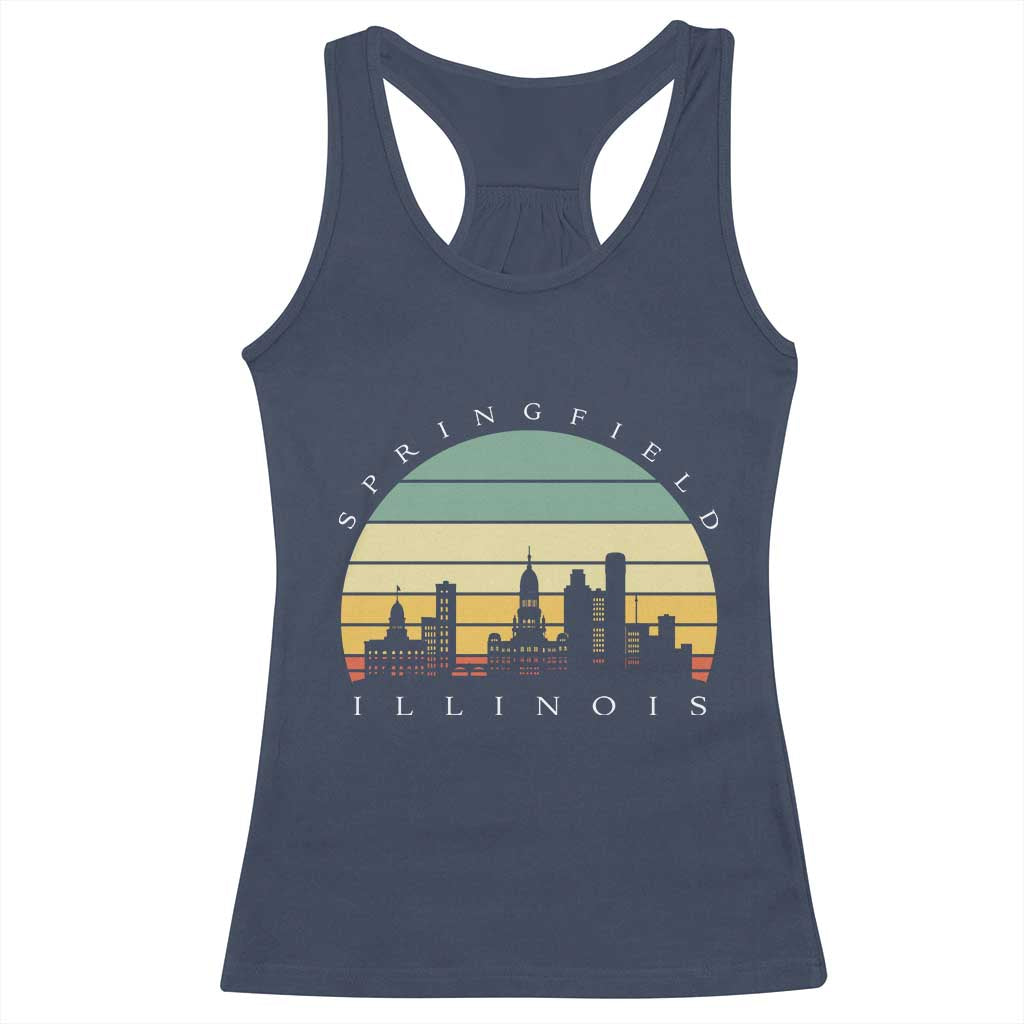 Vintage Springfield Illinois Pride Racerback Tank Top Scenic Cityscape Gift TS12 Navy Print Your Wear