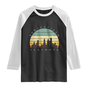 Vintage Springfield Illinois Pride Raglan Shirt Scenic Cityscape Gift TS12 Black White Print Your Wear