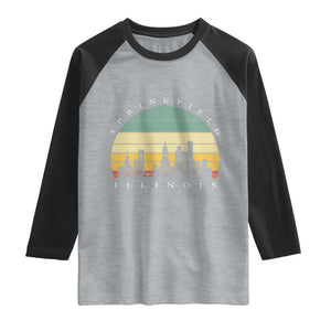 Vintage Springfield Illinois Pride Raglan Shirt Scenic Cityscape Gift TS12 Heather Gray Black Print Your Wear