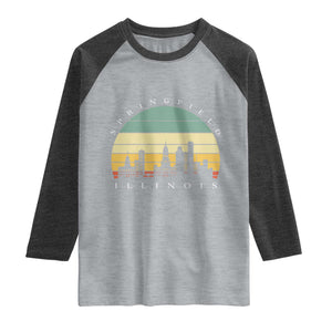 Vintage Springfield Illinois Pride Raglan Shirt Scenic Cityscape Gift TS12 Heather Gray Heather Charcoal Print Your Wear