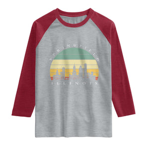 Vintage Springfield Illinois Pride Raglan Shirt Scenic Cityscape Gift TS12 Heather Gray Heather Red Print Your Wear