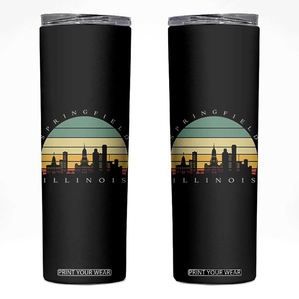 Vintage Springfield Illinois Pride Skinny Tumbler Scenic Cityscape Gift TS12 Black Print Your Wear
