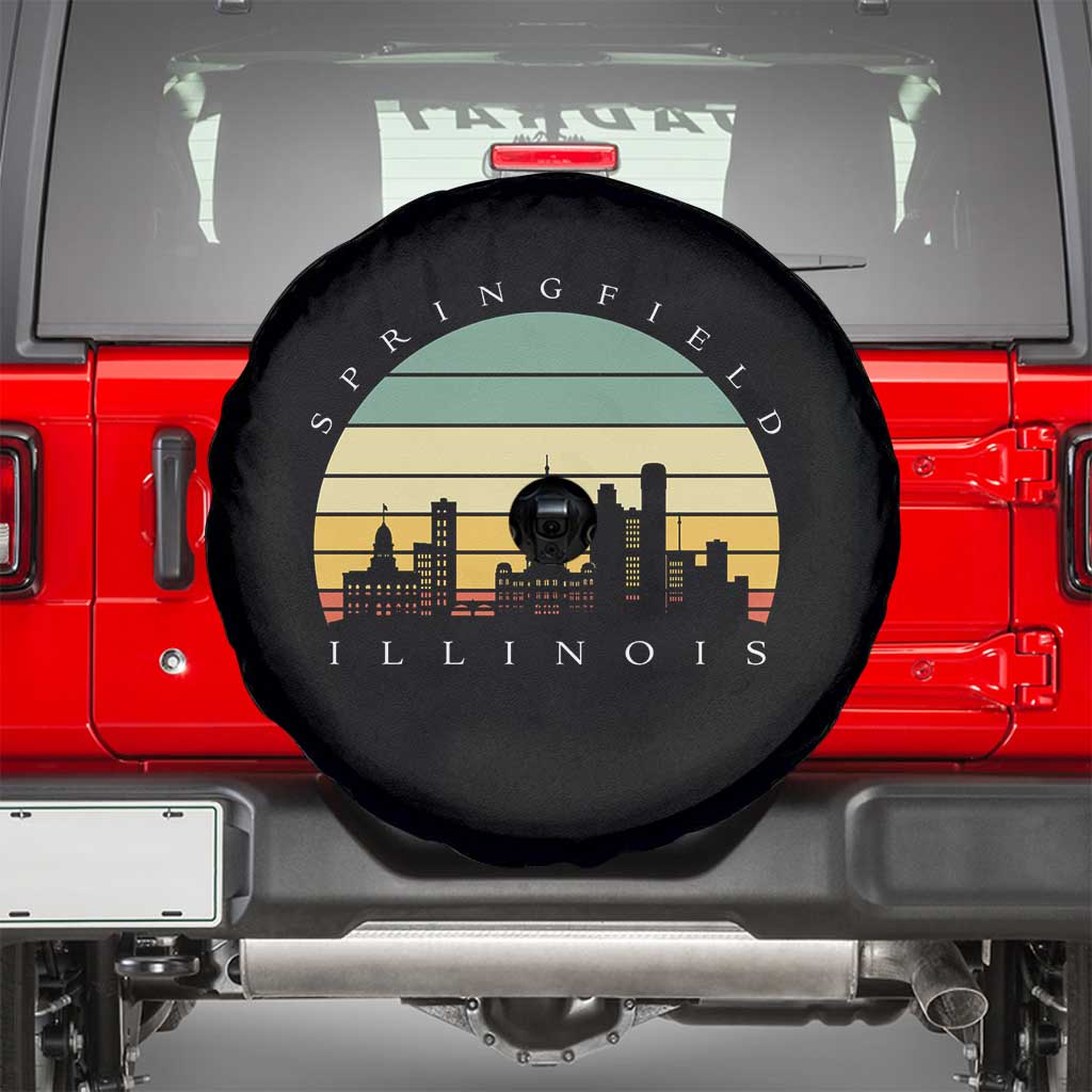 Vintage Springfield Illinois Pride Spare Tire Cover Scenic Cityscape Gift TS12 Black Print Your Wear