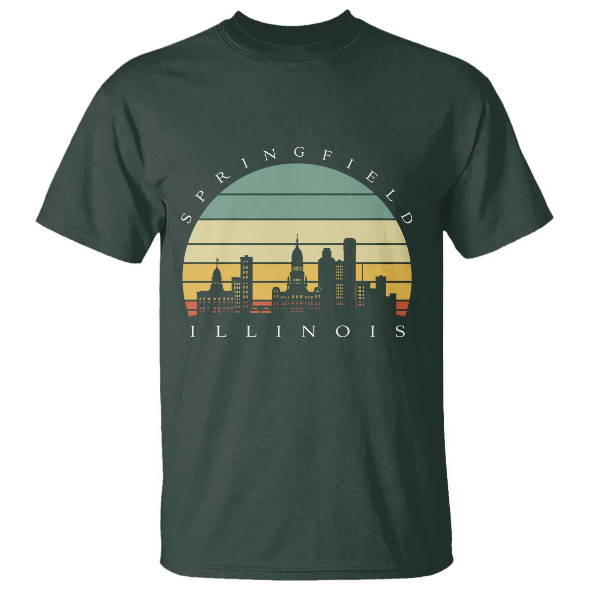 Vintage Springfield Illinois Pride T Shirt Scenic Cityscape Gift TS12 Dark Forest Green Print Your Wear