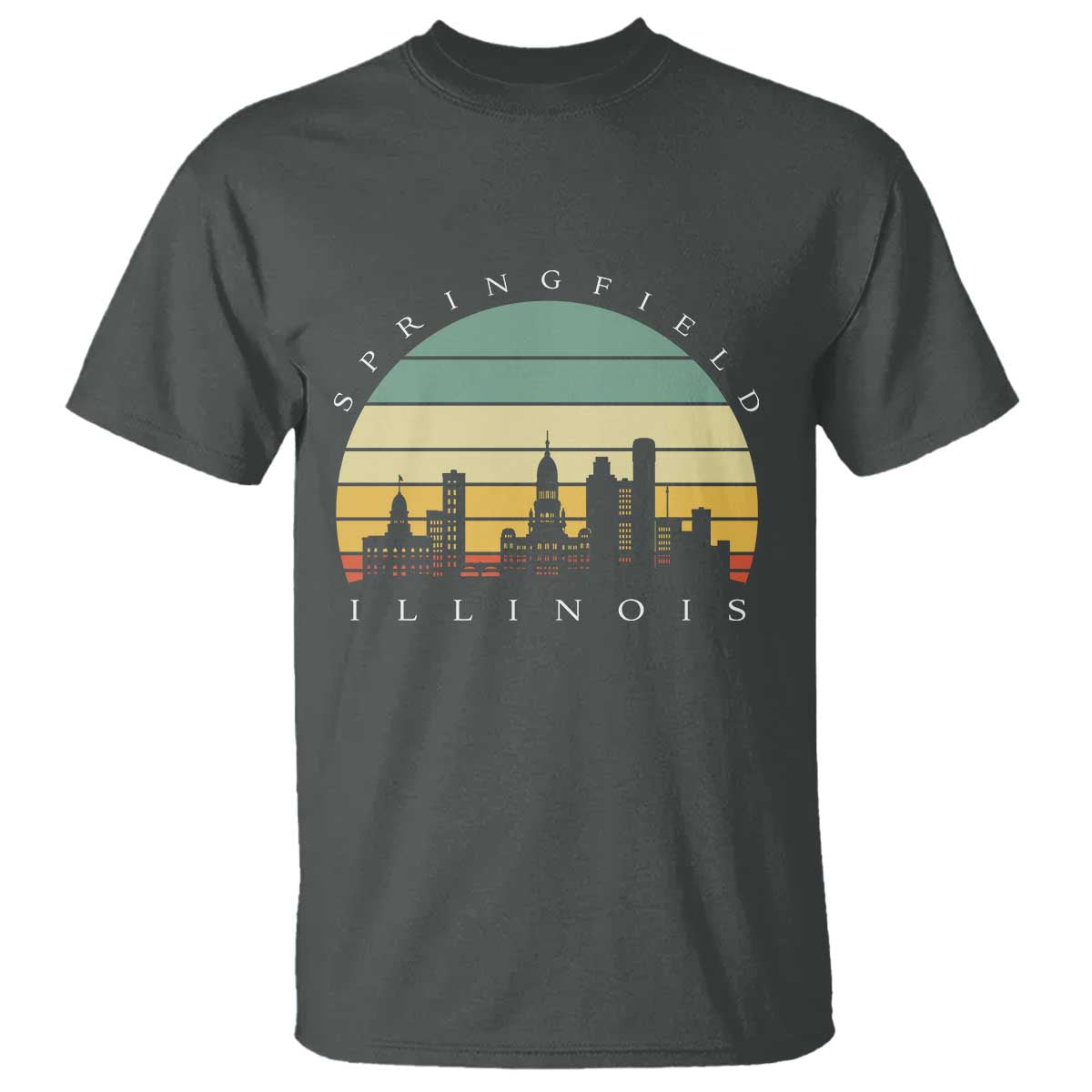 Vintage Springfield Illinois Pride T Shirt Scenic Cityscape Gift TS12 Dark Heather Print Your Wear