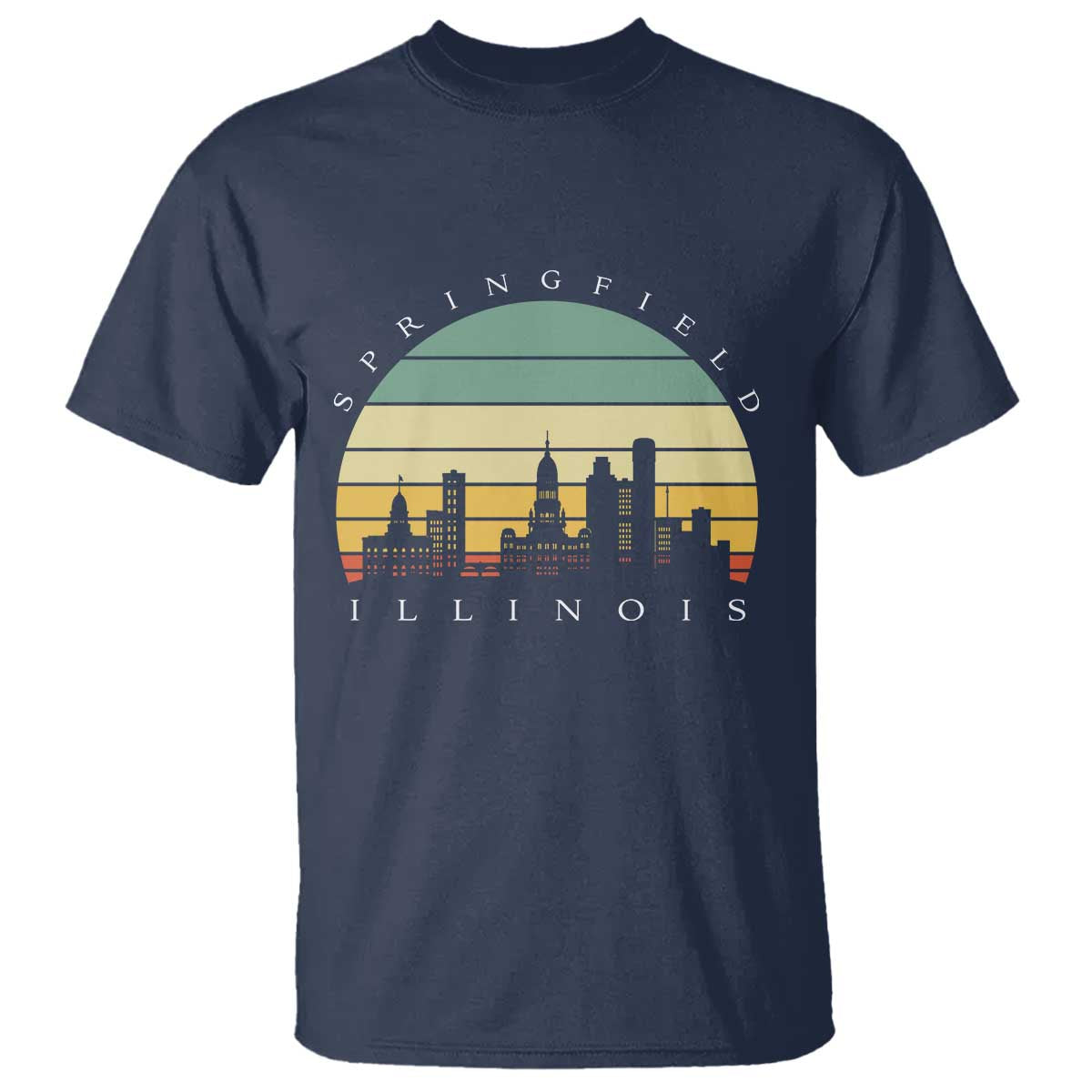 Vintage Springfield Illinois Pride T Shirt Scenic Cityscape Gift TS12 Navy Print Your Wear