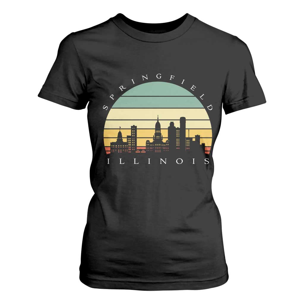 Vintage Springfield Illinois Pride T Shirt For Women Scenic Cityscape Gift TS12 Black Print Your Wear