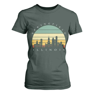 Vintage Springfield Illinois Pride T Shirt For Women Scenic Cityscape Gift TS12 Dark Forest Green Print Your Wear