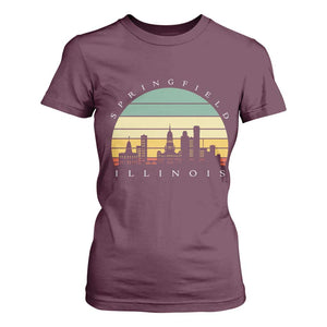 Vintage Springfield Illinois Pride T Shirt For Women Scenic Cityscape Gift TS12 Maroon Print Your Wear
