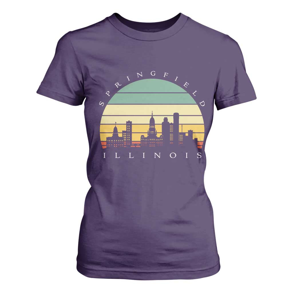 Vintage Springfield Illinois Pride T Shirt For Women Scenic Cityscape Gift TS12 Purple Print Your Wear