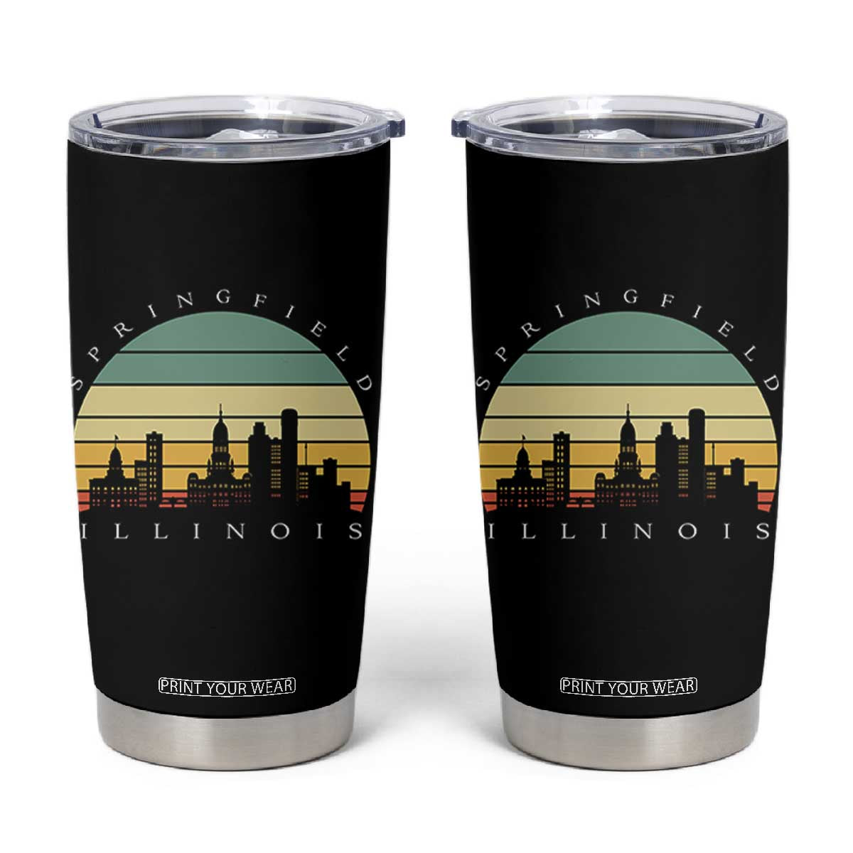 Vintage Springfield Illinois Pride Tumbler Cup Scenic Cityscape Gift TS12 Black Print Your Wear