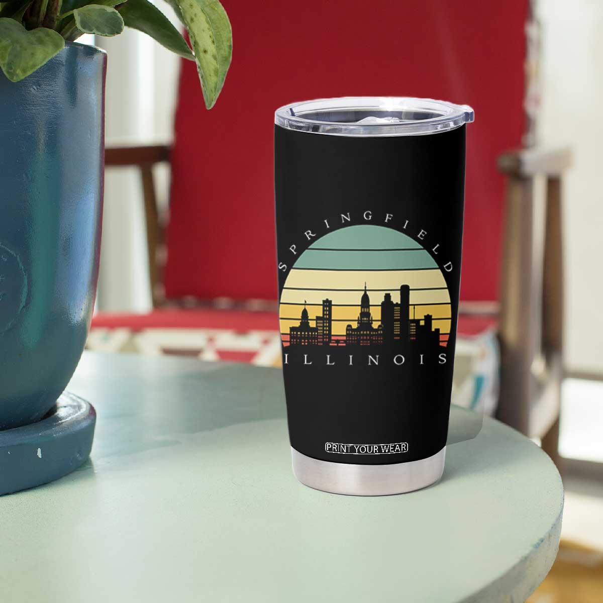 Vintage Springfield Illinois Pride Tumbler Cup Scenic Cityscape Gift TS12 Print Your Wear