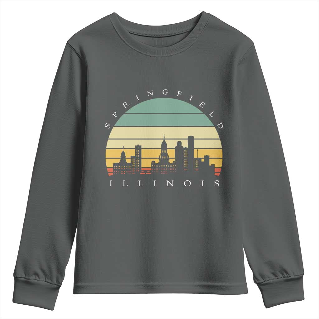Vintage Springfield Illinois Pride Youth Sweatshirt Scenic Cityscape Gift TS12 Dark Heather Print Your Wear