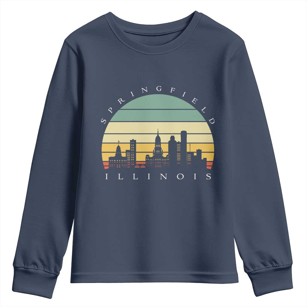 Vintage Springfield Illinois Pride Youth Sweatshirt Scenic Cityscape Gift TS12 Navy Print Your Wear