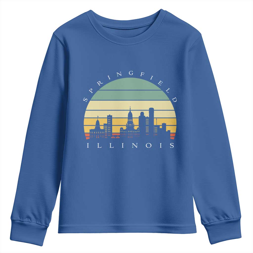 Vintage Springfield Illinois Pride Youth Sweatshirt Scenic Cityscape Gift TS12 Royal Blue Print Your Wear