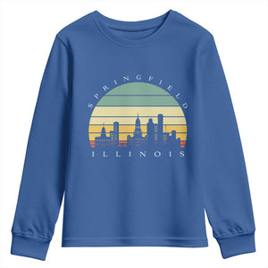 Vintage Springfield Illinois Pride Youth Sweatshirt Scenic Cityscape Gift TS12 Royal Blue Print Your Wear