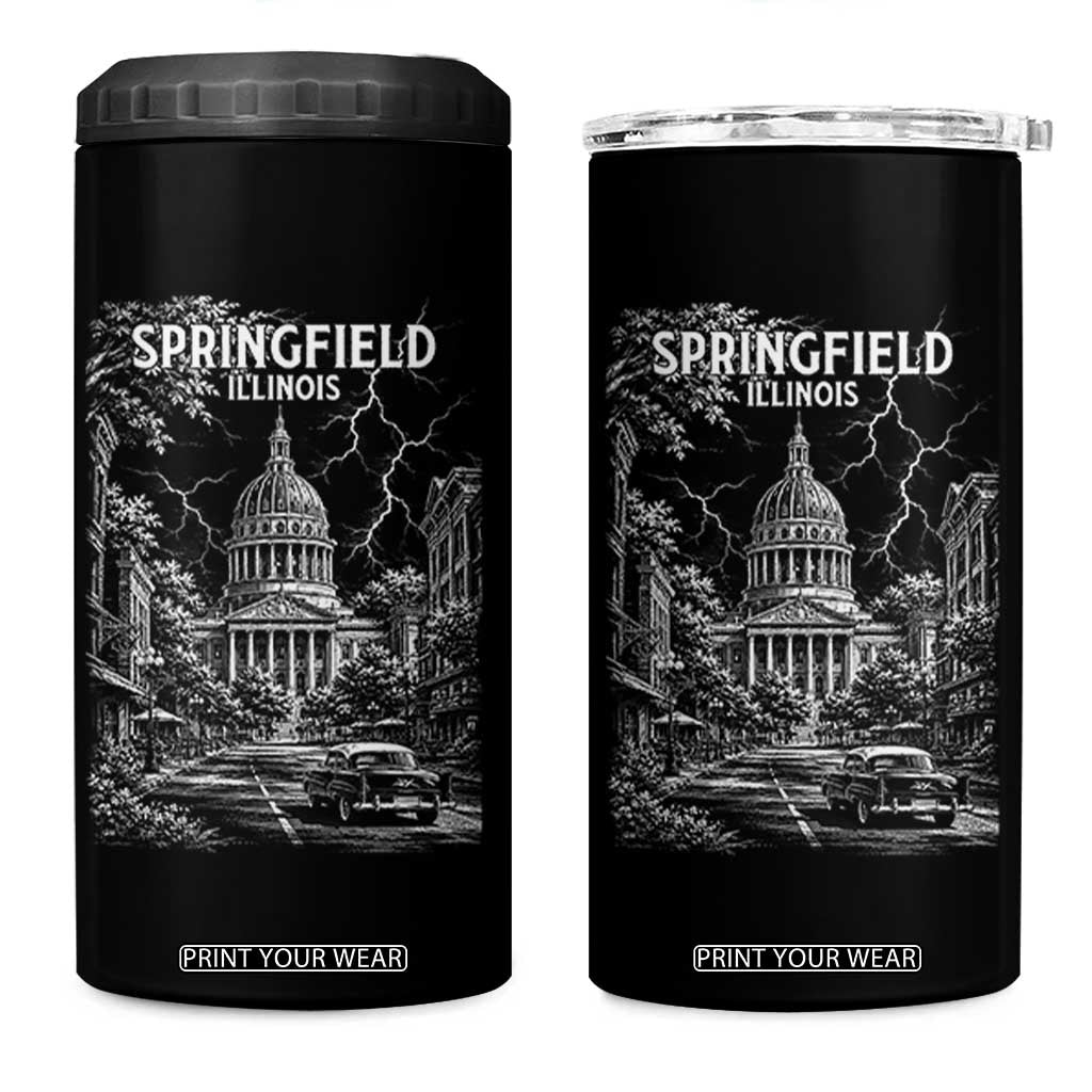 Historic Springfield Illinois Architecture 4 in 1 Can Cooler Tumbler The Prairie State Souvenir Gift