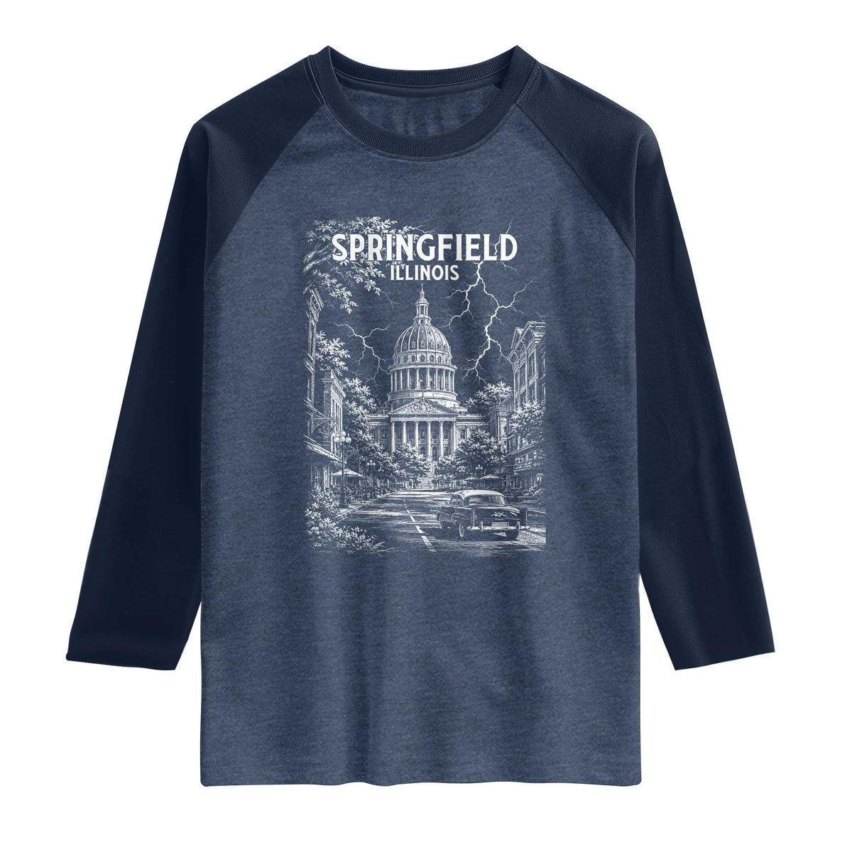 Historic Springfield Illinois Architecture Raglan Shirt The Prairie State Souvenir Gift