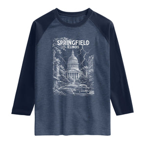Historic Springfield Illinois Architecture Raglan Shirt The Prairie State Souvenir Gift