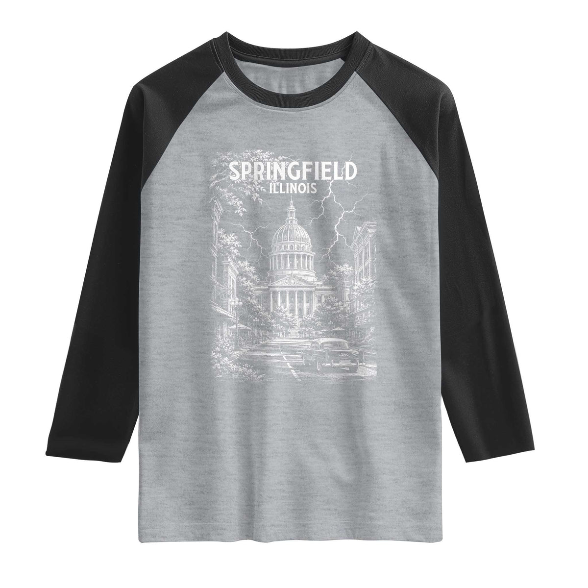 Historic Springfield Illinois Architecture Raglan Shirt The Prairie State Souvenir Gift