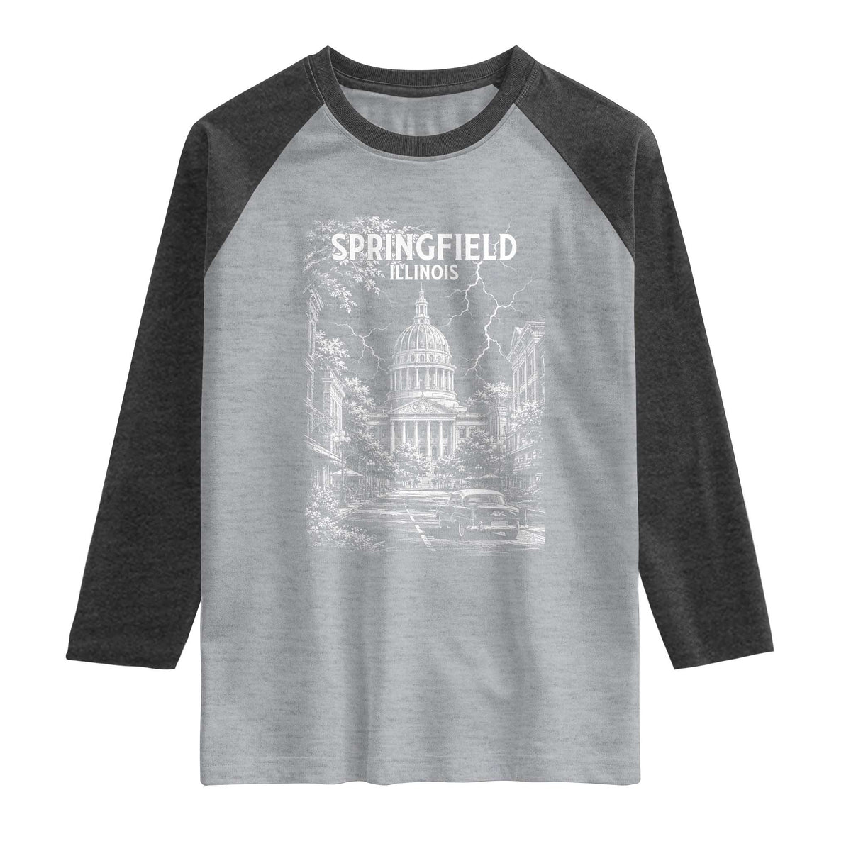 Historic Springfield Illinois Architecture Raglan Shirt The Prairie State Souvenir Gift