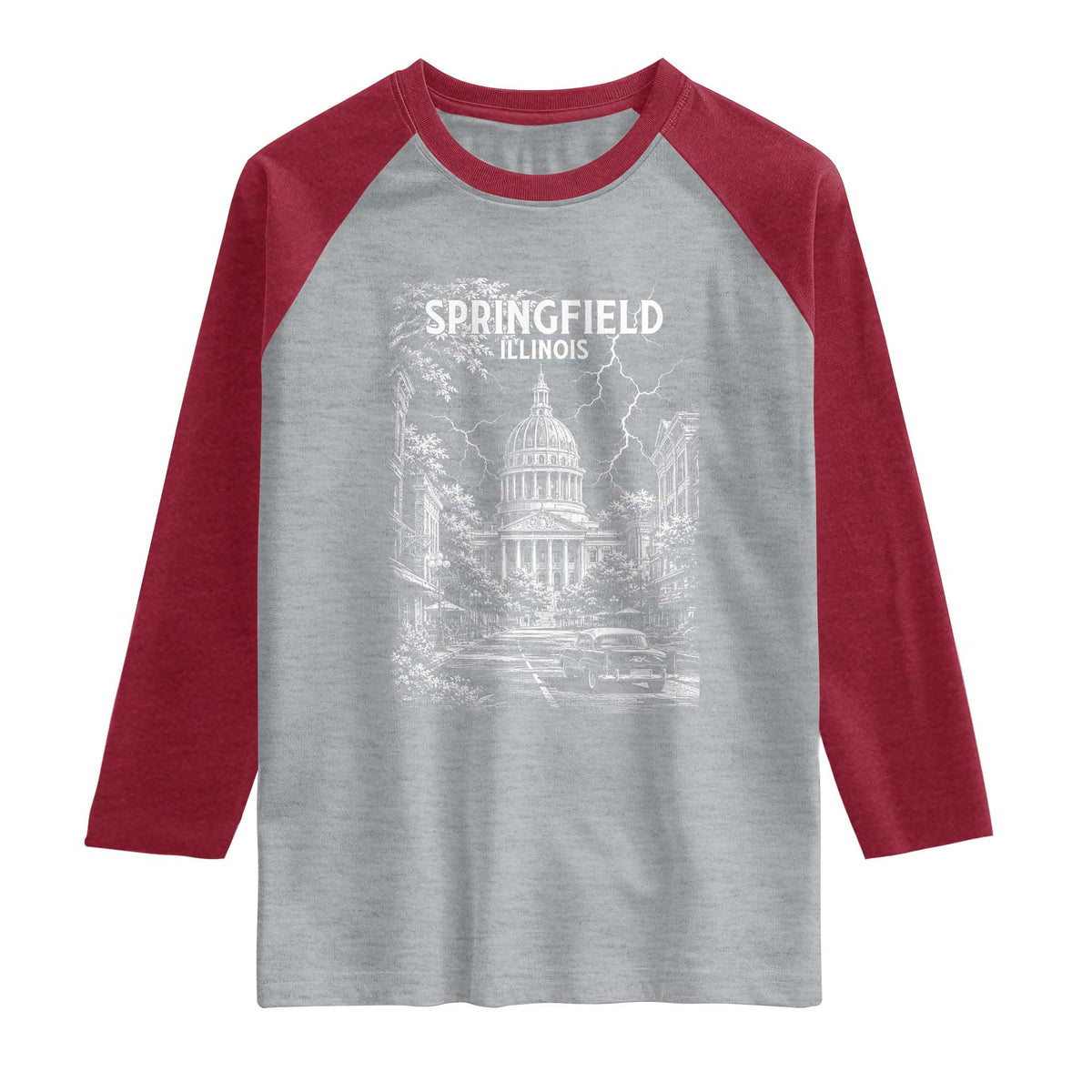 Historic Springfield Illinois Architecture Raglan Shirt The Prairie State Souvenir Gift