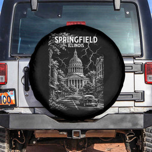 Historic Springfield Illinois Architecture Spare Tire Cover The Prairie State Souvenir Gift TS12 No hole Black Print Your Wear